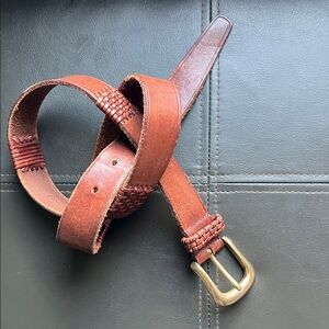 Fossil | Boho Braided Woven Brown Leather Women's Belt Size Medium
